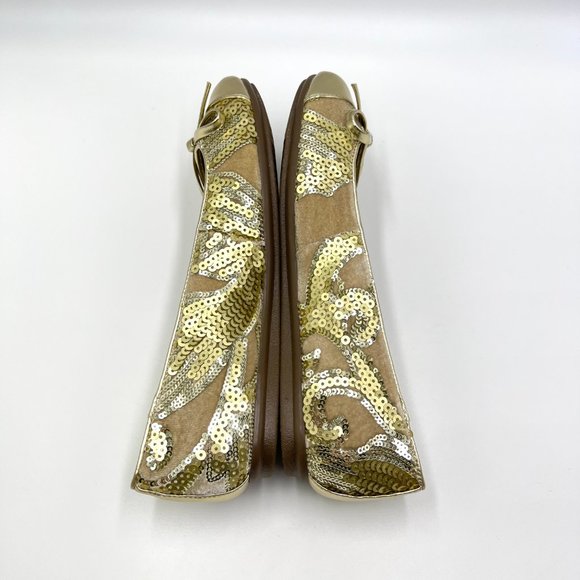 Easy Spirit X Martha Stewart Size 7 Gail Metallic Gold Sequin Ballet Flats Shoes - Picture 8 of 14